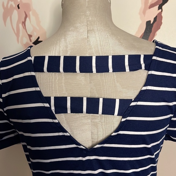 Full Moon Sophy Maternity Back Detail Knit Dress Navy Small - Picture 3 of 5